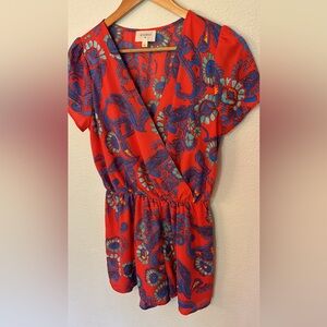 Everly red damask cute romper